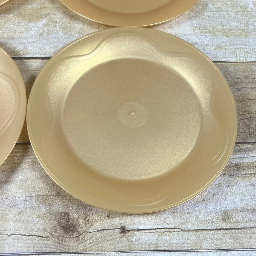 Tupperware NEW Luncheon Dessert  Plates Open House Gold  8 in Set of 4